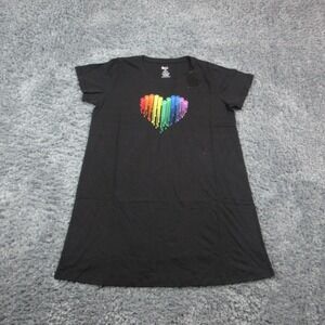 The Animal Rescue Site Sleep Shirt Womens Large XL Black Rainbow Heart NWT